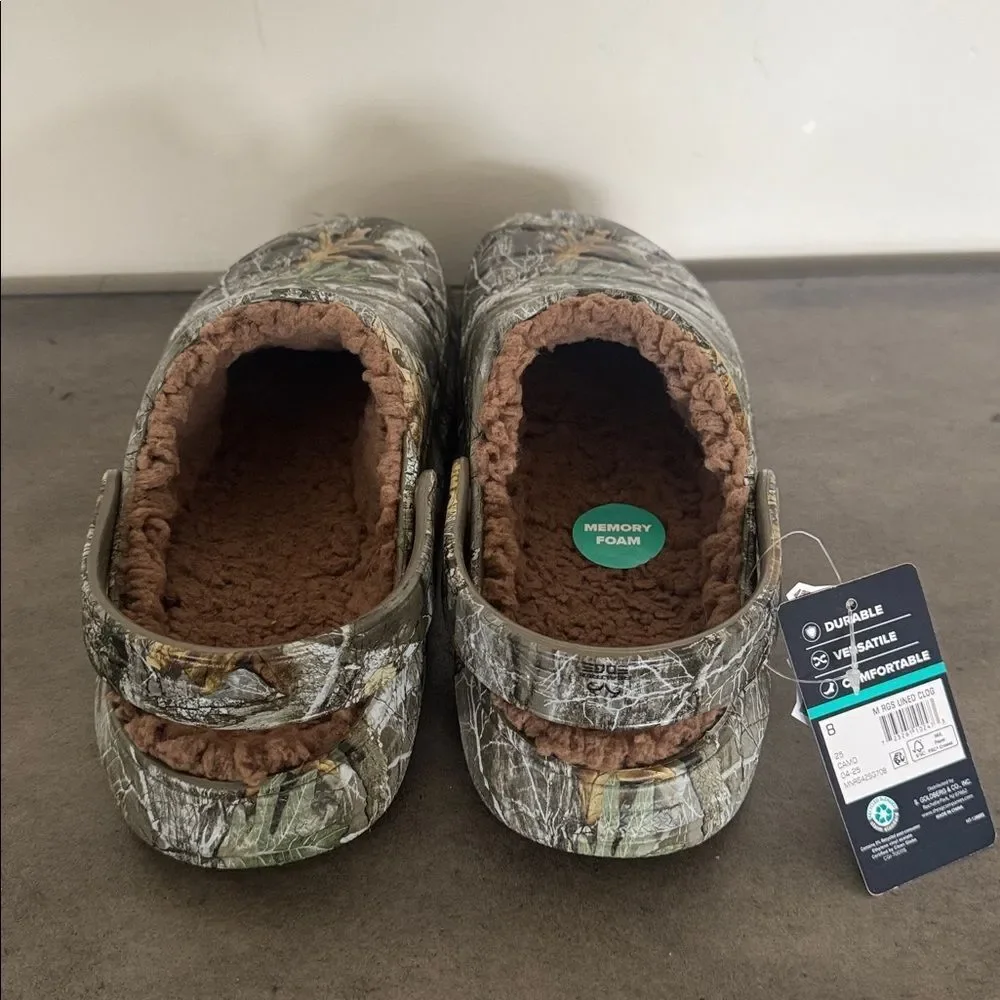 Rugged Shark Real Tree Men’s Camouflage Lined EVA Clogs Comfortable Size 8 NWT